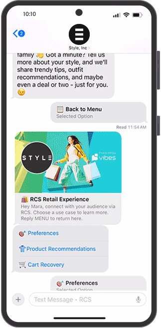 RCS marketing example 2 - preference gathering